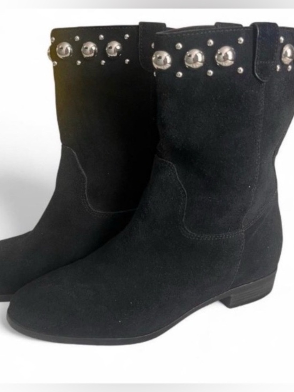 Y2K Vintage MICHAEL KORS Black Studded Suede Mid-Calf Boots